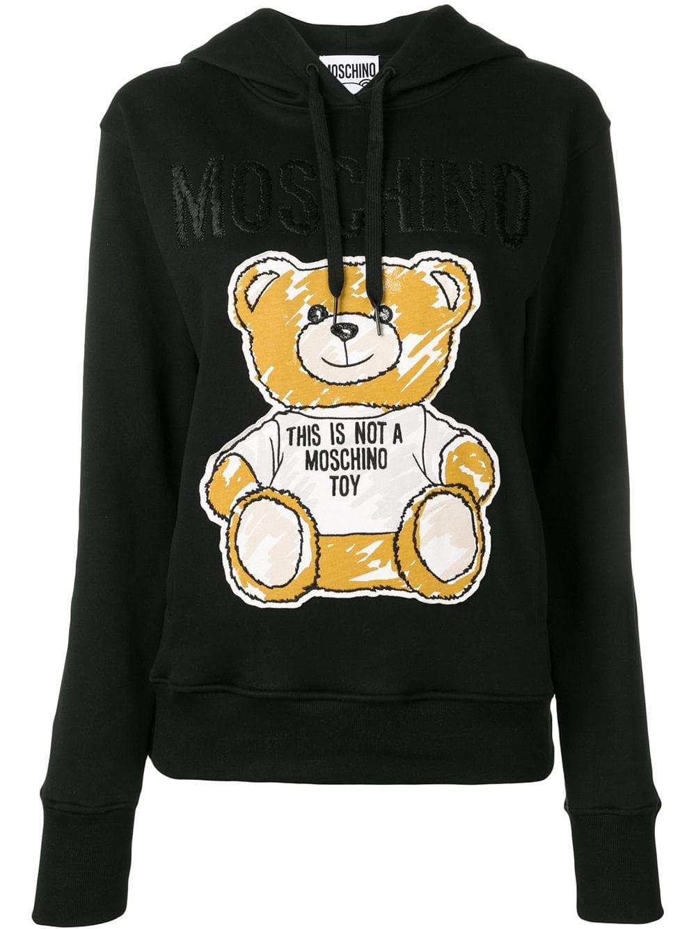 Moschino Cotton Teddy Bear Hoodie in Black - Lyst