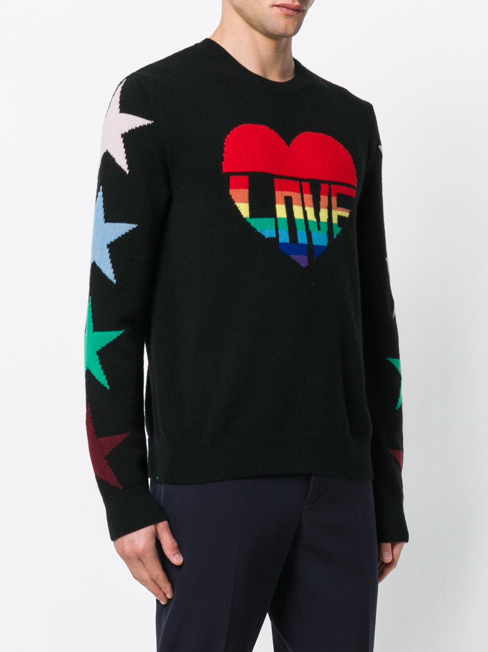 Valentino Love Intarsia Sweater in Black for Men | Lyst