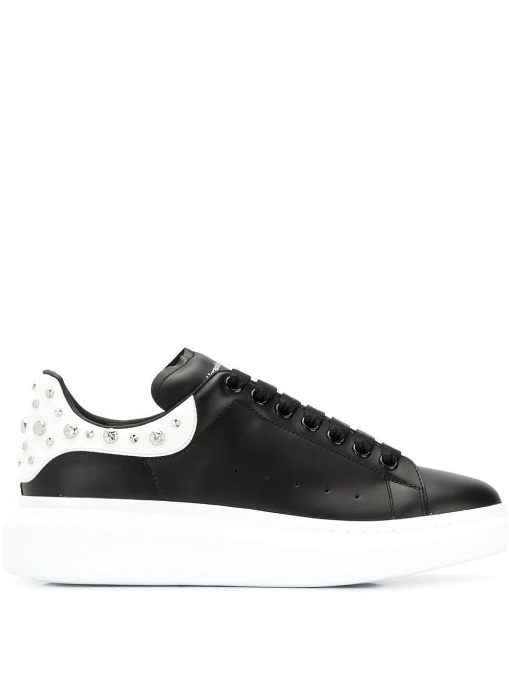 Alexander McQueen Leather Crystal Studded Sneakers in Black for Men ...