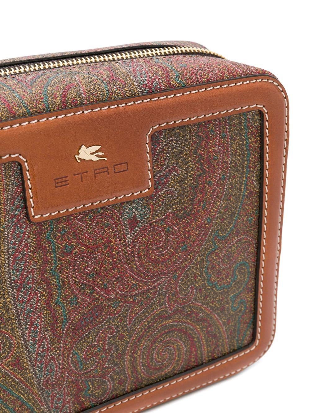 Etro Leather Paisley Print Shoulder Bag in Brown Lyst