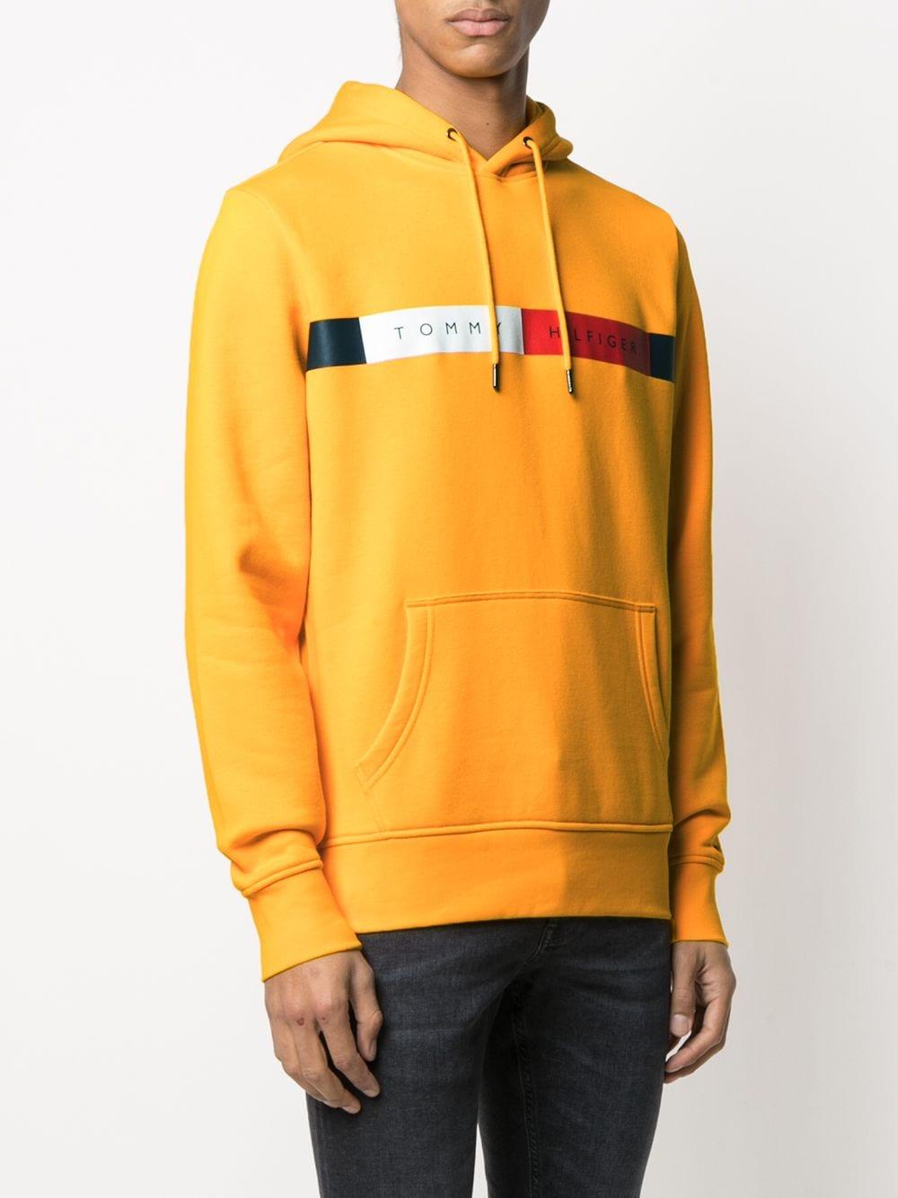 Tommy Hilfiger Cotton Logo-print Hoodie in Yellow for Men - Lyst