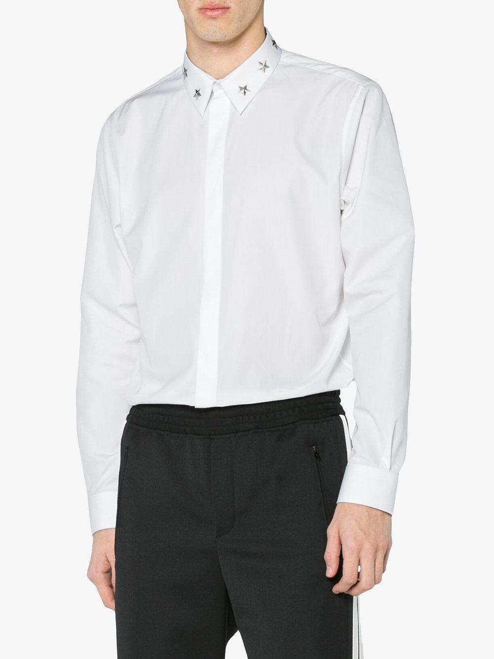 Givenchy Cotton Star Studded Collar Shirt in White for Men - Lyst