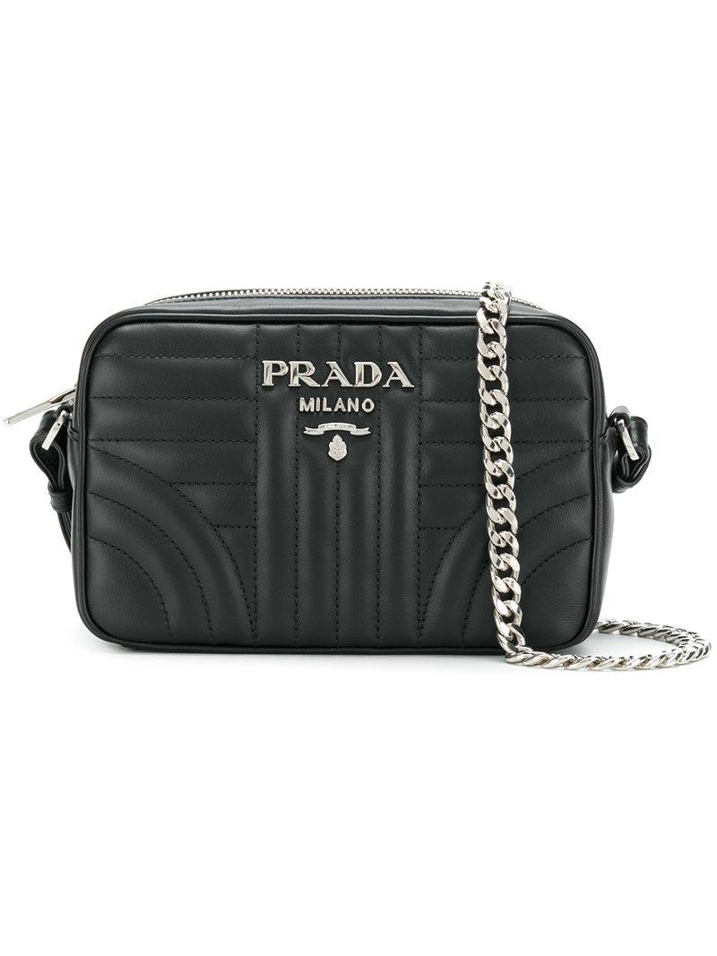 Prada Leather Quilted Cross-body Bag in Black - Lyst