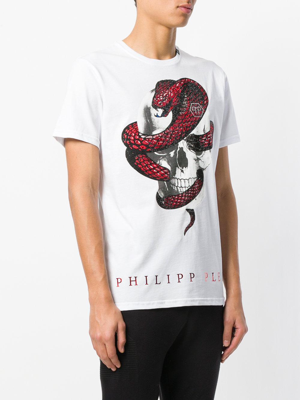 Philipp Plein Cotton Snake Skull Print T-shirt in White for Men - Lyst