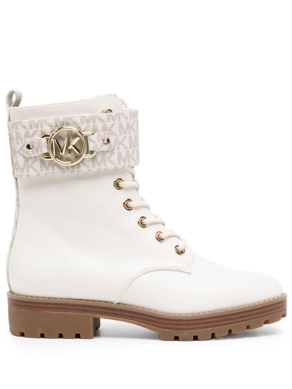 Michael Kors Rory Logo-plaque Boots in Natural | Lyst
