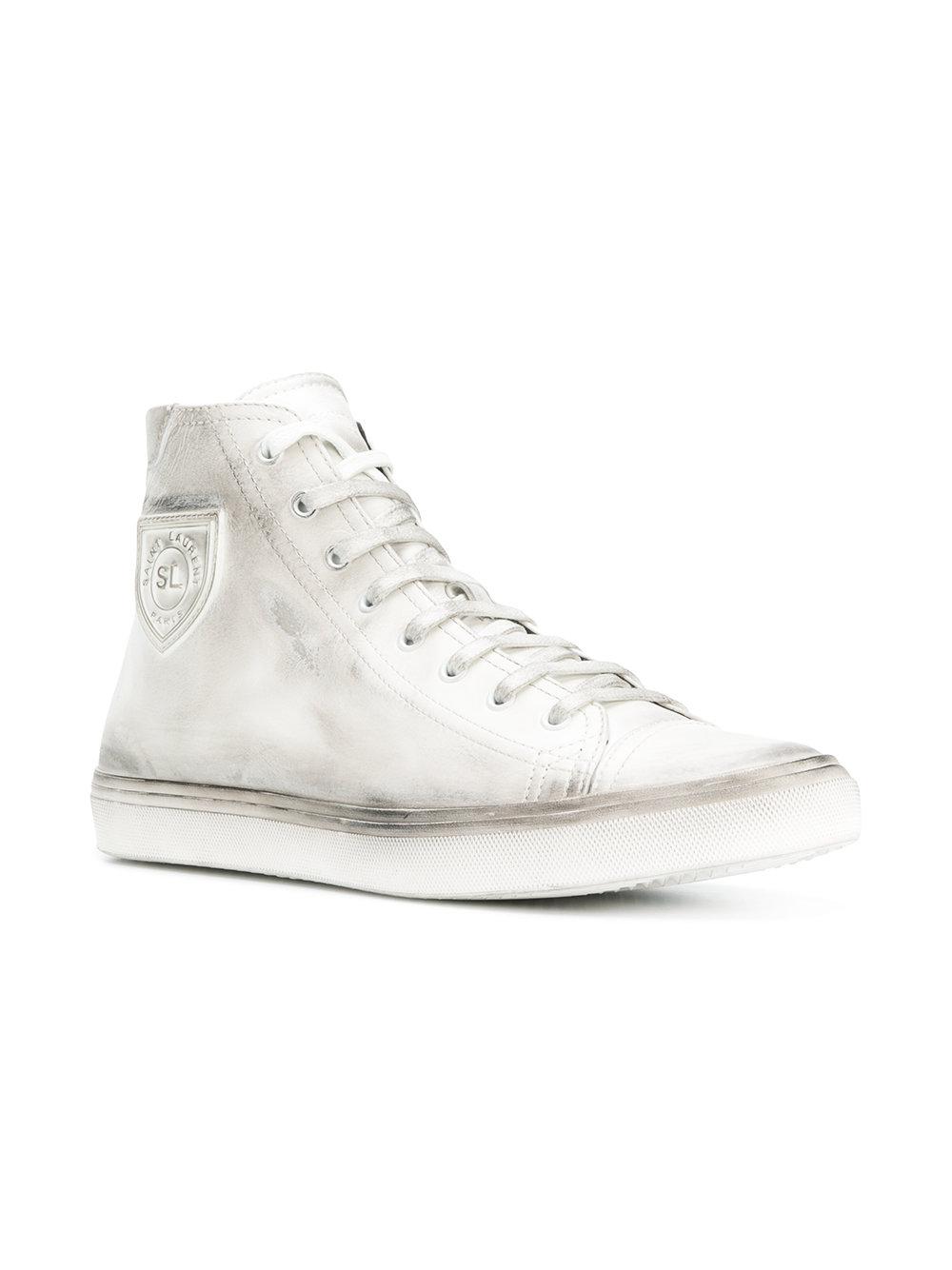 Saint Laurent Leather Bedford Hi-top Sneakers in White for Men - Lyst