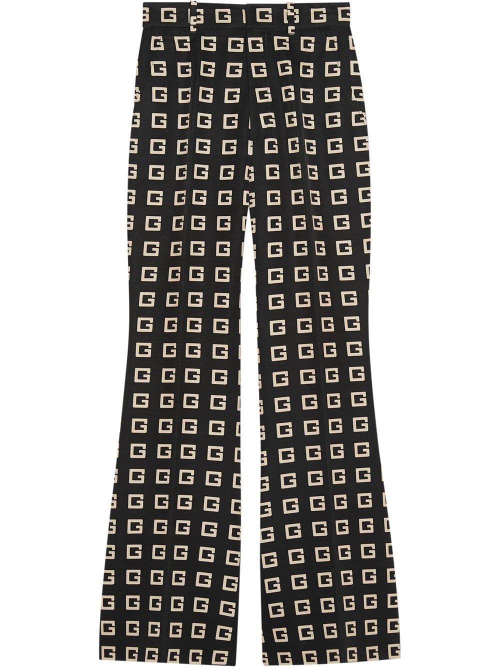 Square G Print Faille Flare Trousers 