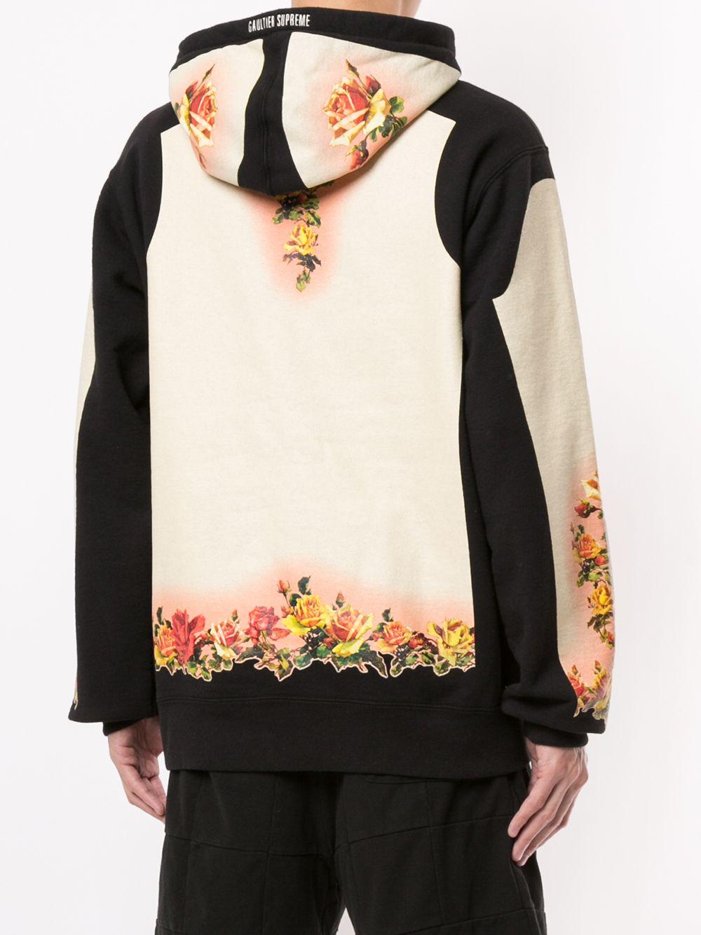 supreme jean paul gaultier floral print hooded sweatshirt black