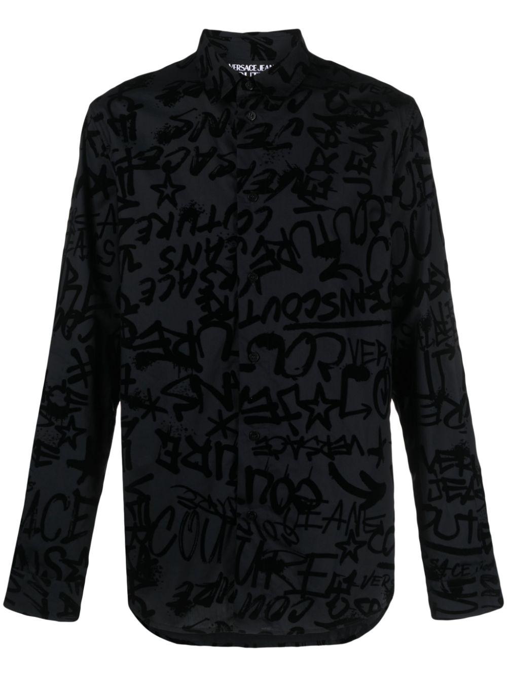 Versace Jeans Couture Logo-print Shirt in Black for Men | Lyst