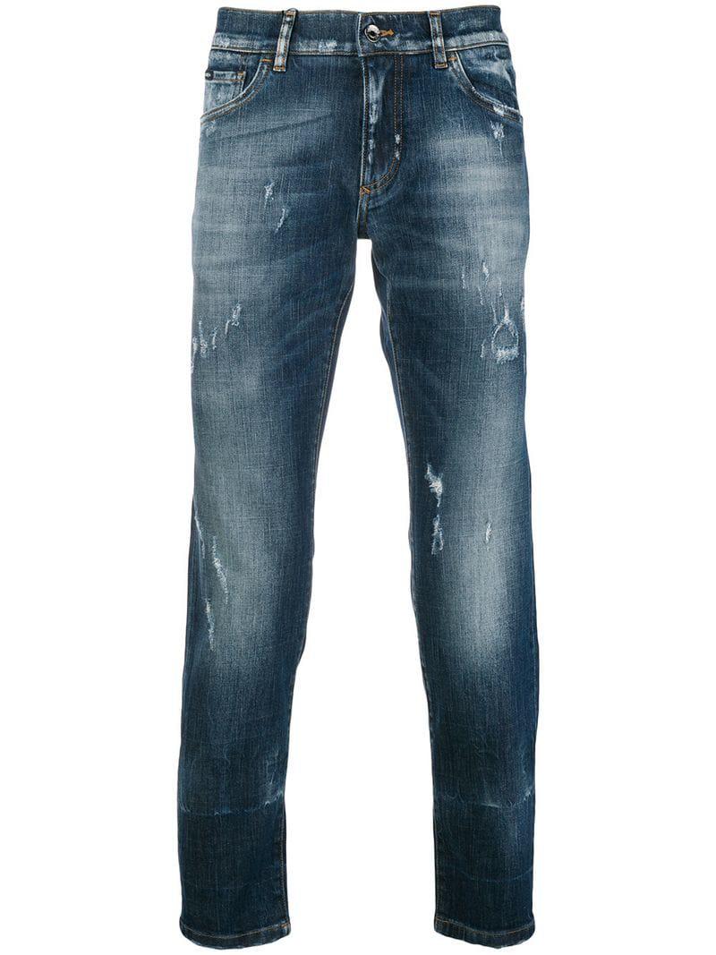 Dolce & Gabbana Denim Faded Slim Fit Jeans in Blue for Men - Lyst