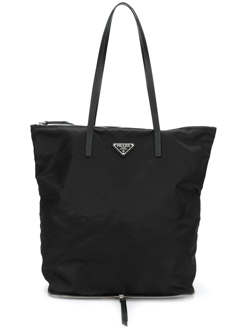 Prada Foldable Shopper Tote Bag in Black | Lyst