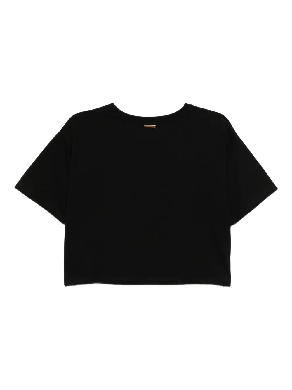 Tシャツ・カットソー Michael Kors Woman T-Shirt Black MR5615433D 001 Michael Kors Women's Rhinestud MK Logo T-Shirt, Black, XXS