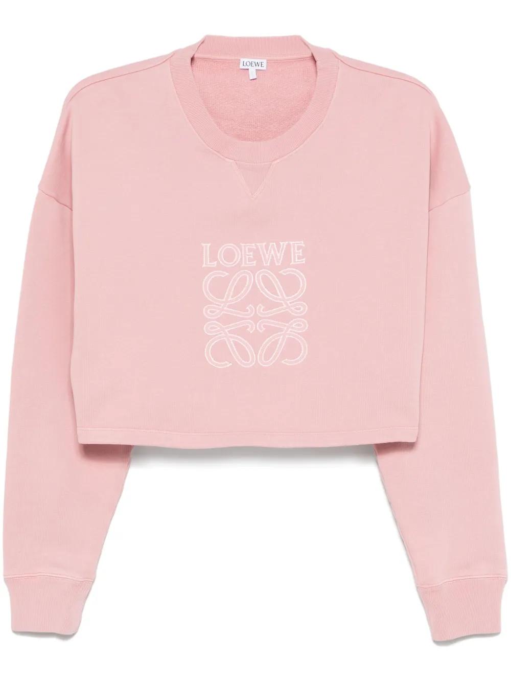 Loewe Cropped Sweatshirt in Pink | Lyst