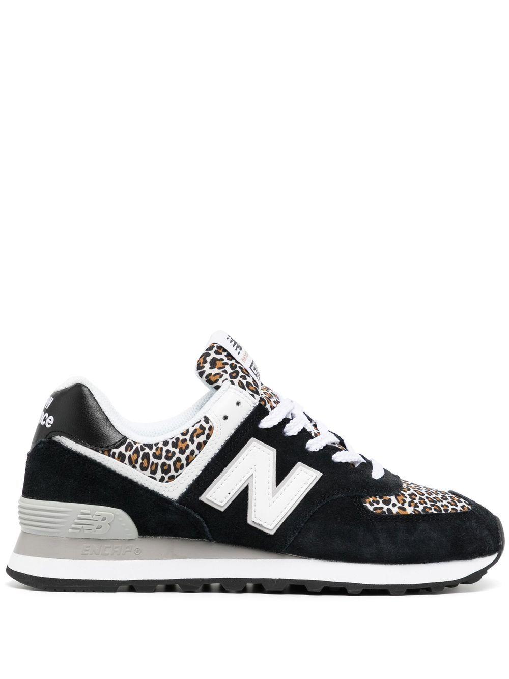 New Balance Leopardprint Laceup Sneakers in Black Lyst
