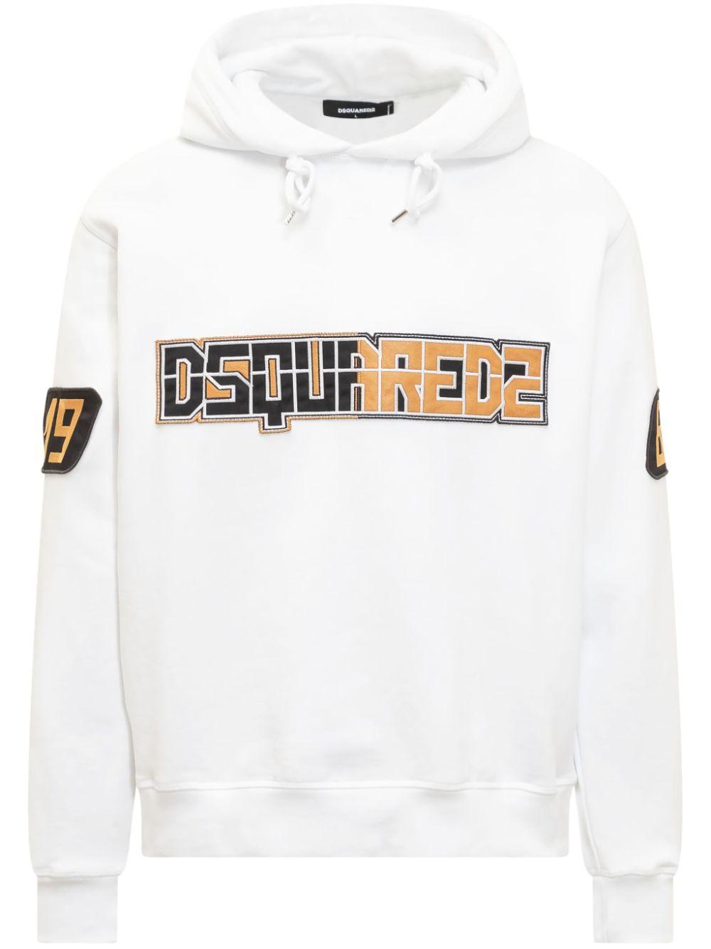 DSquared² メンズ ホワイト ロゴアップリケ パーカー アクティブウェア 
