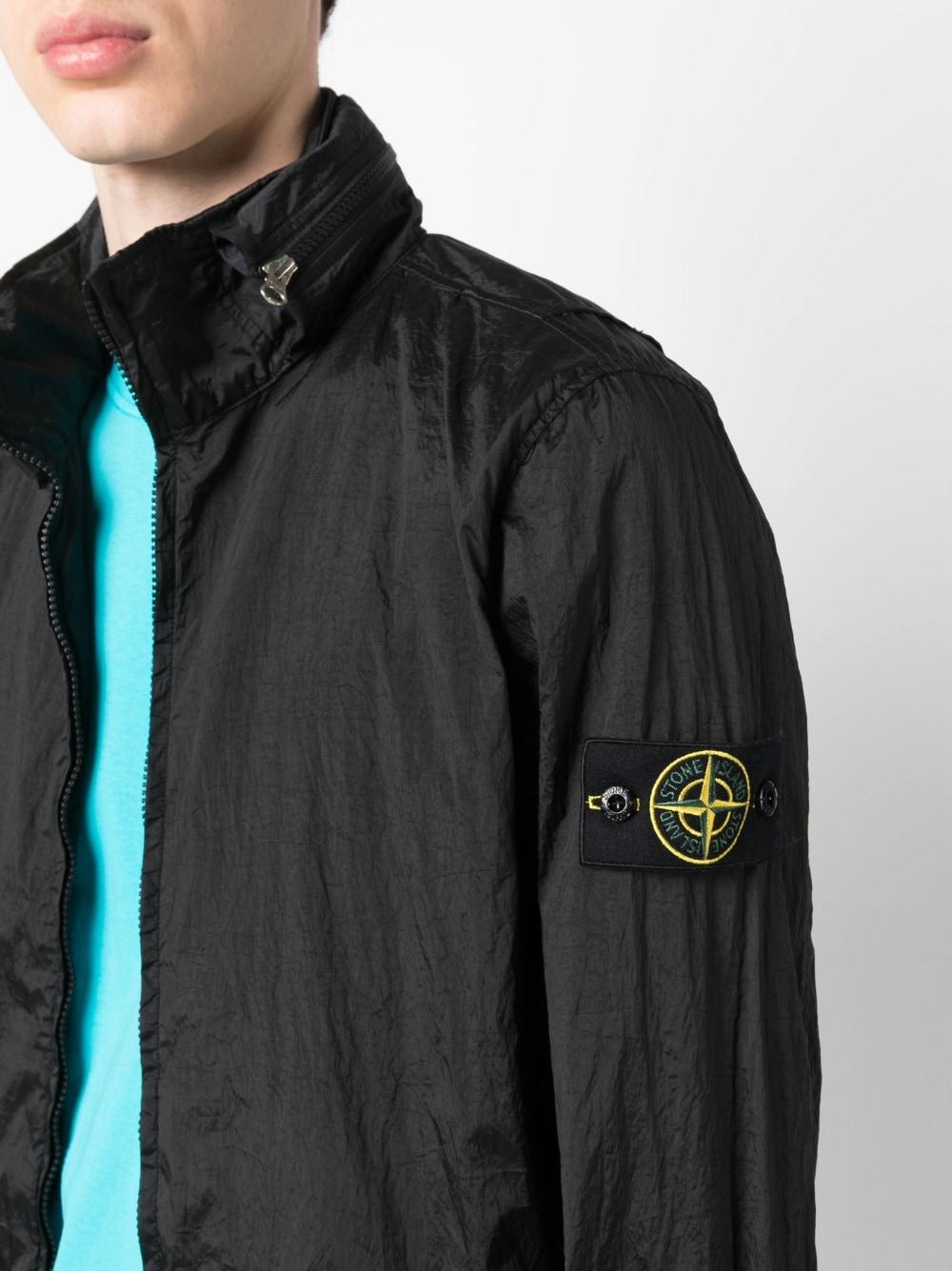 Stone Island Zip-up Rain Jacket in Black for Men | Lyst