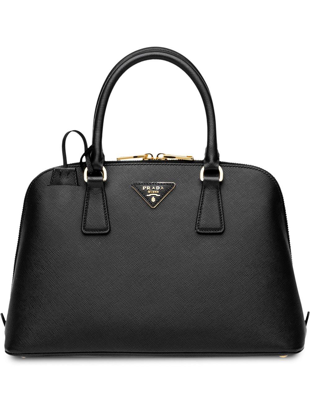 Prada Promenade Saffiano Leather Bag in Black | Lyst