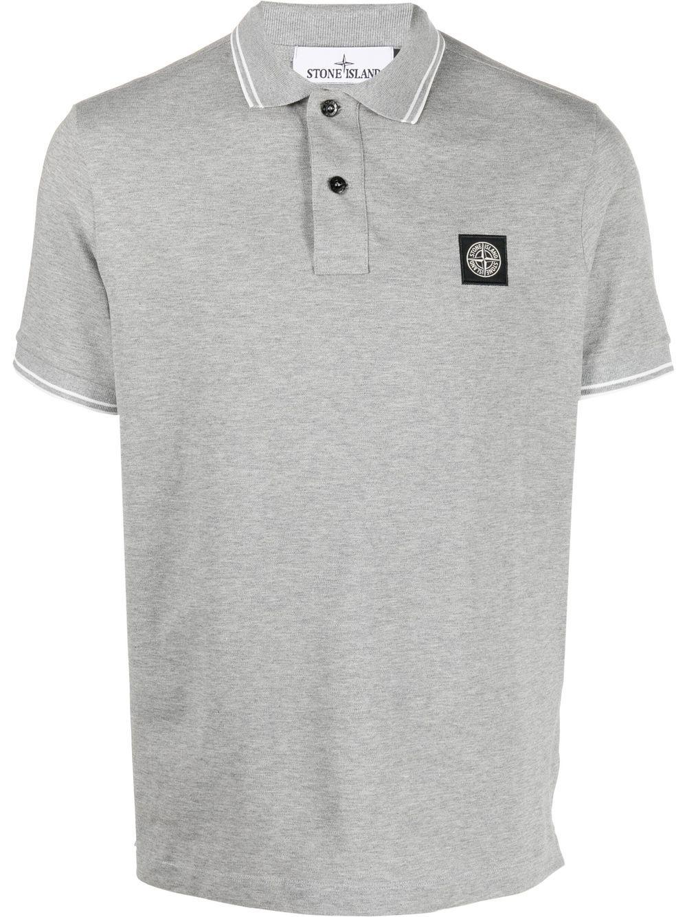 Stone Island Logo-patch Short-sleeved Polo Shirt in Grey for Men | Lyst UK