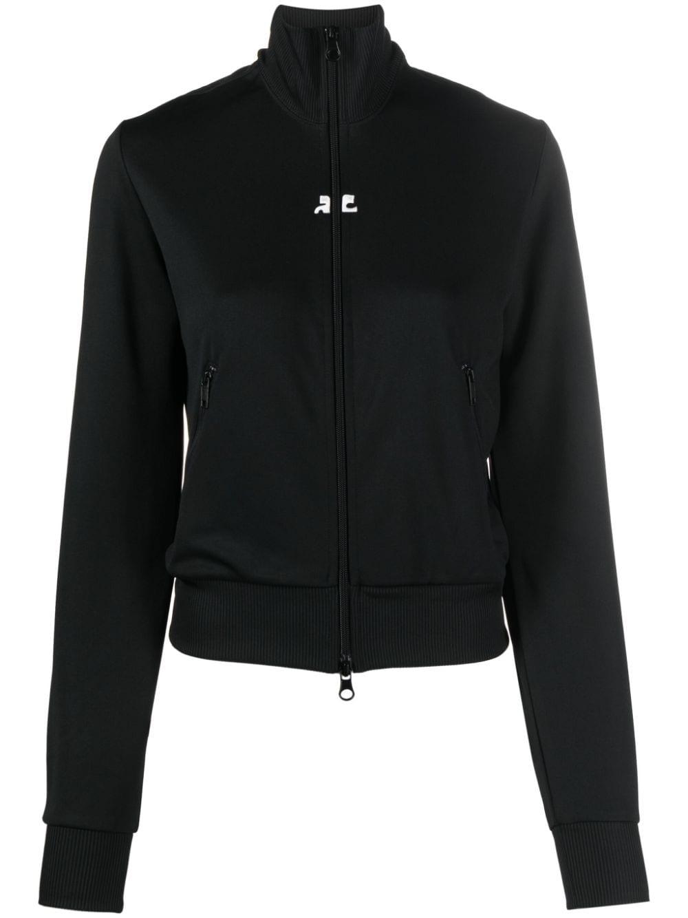 Courreges High-neck Zip-up Jacket in Black | Lyst