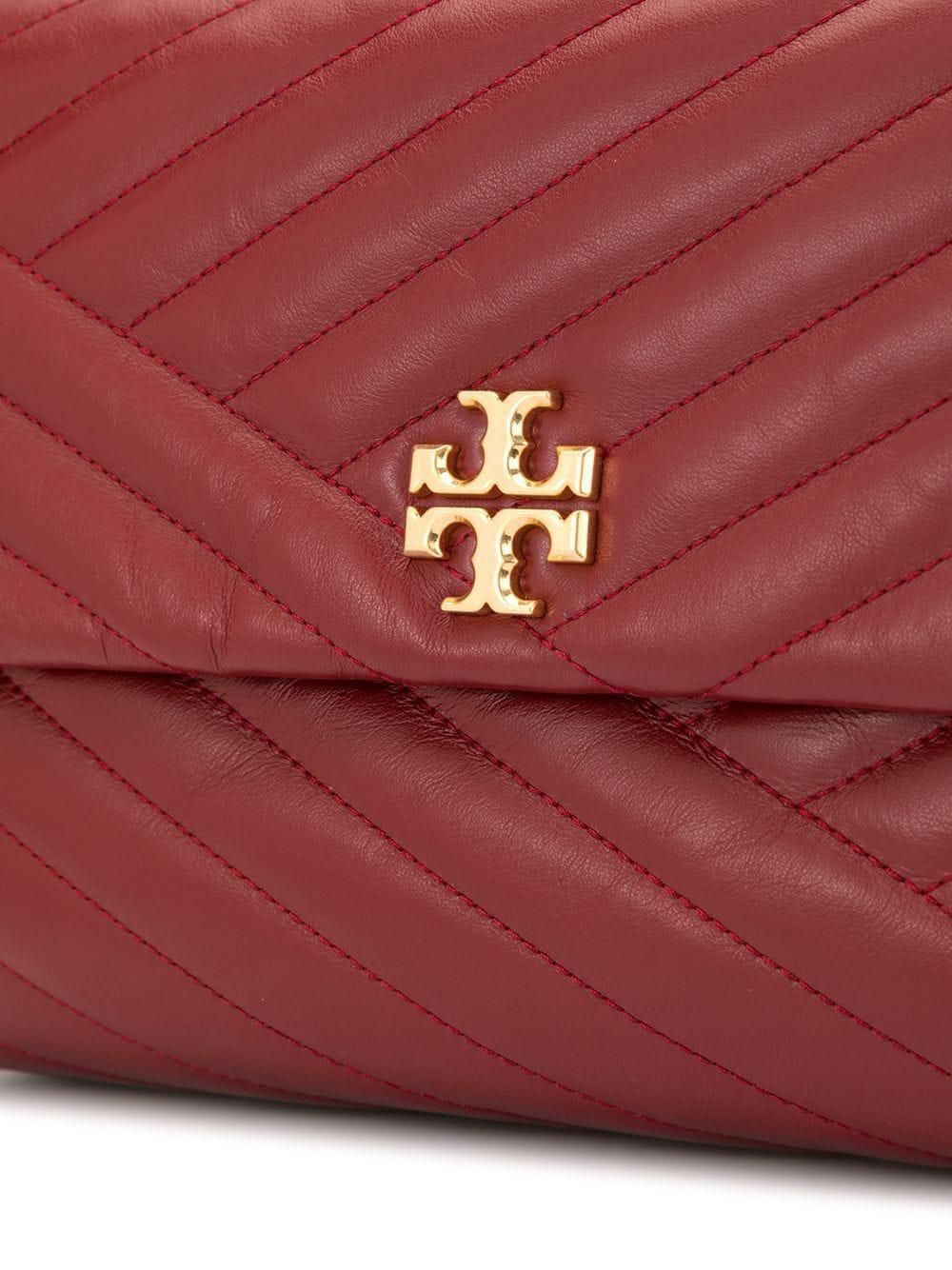 Tory Burch Leather Kira Chevron Flap Shoulder Bag in Red Lyst
