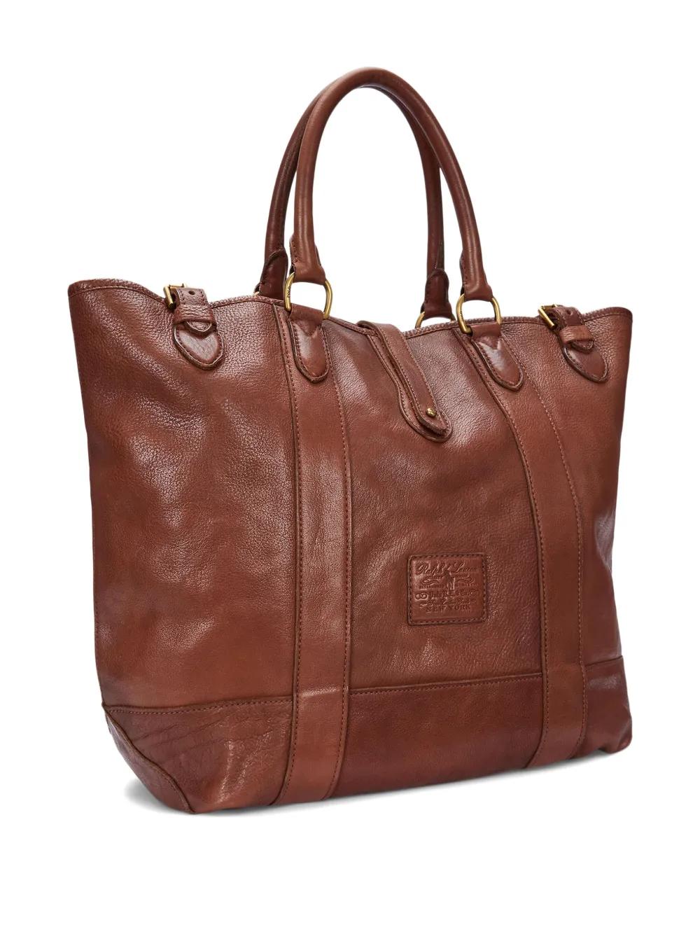 Polo Ralph Lauren Heritage Textured Leather Tote Bag in Brown for