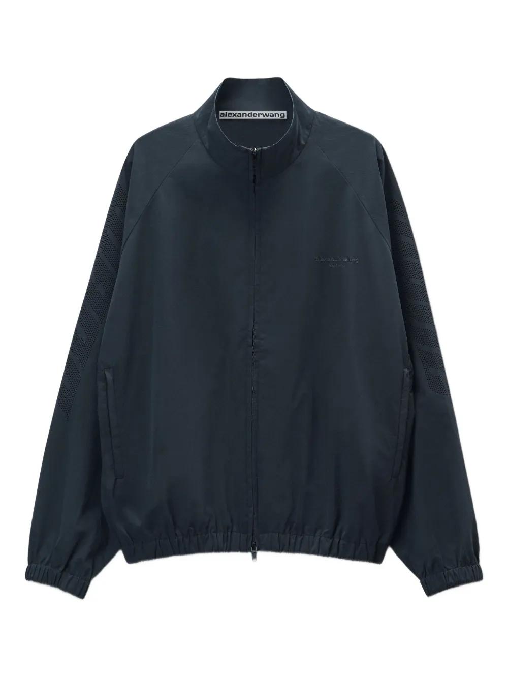 ジャケット ALEXANDER WANG Black Nylon Bomber Jacket ALEXANDERWANG | Logo Embroidered Shrunken Bomber Jacket