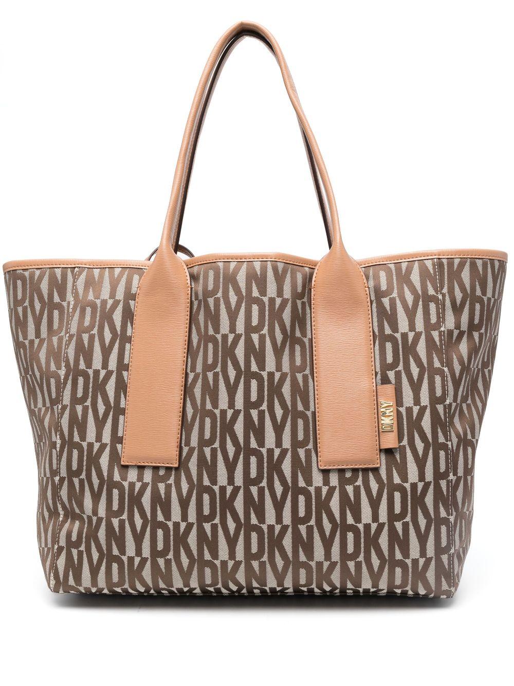 DKNY Grayson Monogram Shopping Bag in Brown