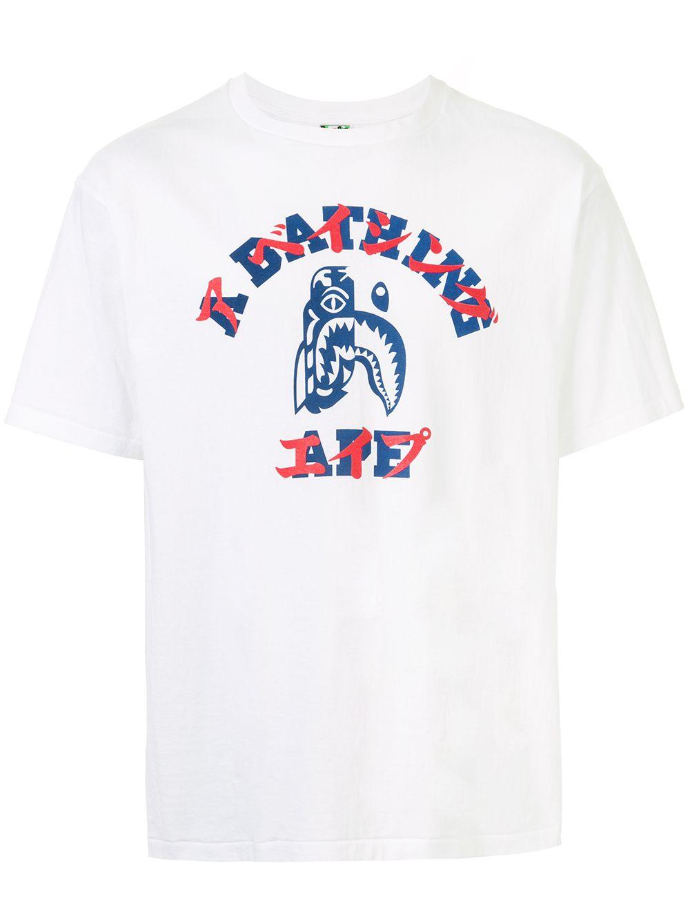 A Bathing Ape Logo Print T-shirt in White for Men - Lyst