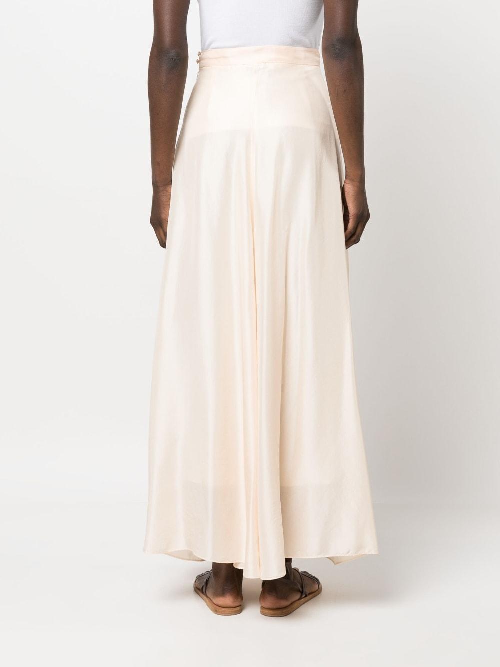 High waisted top white silk skirt