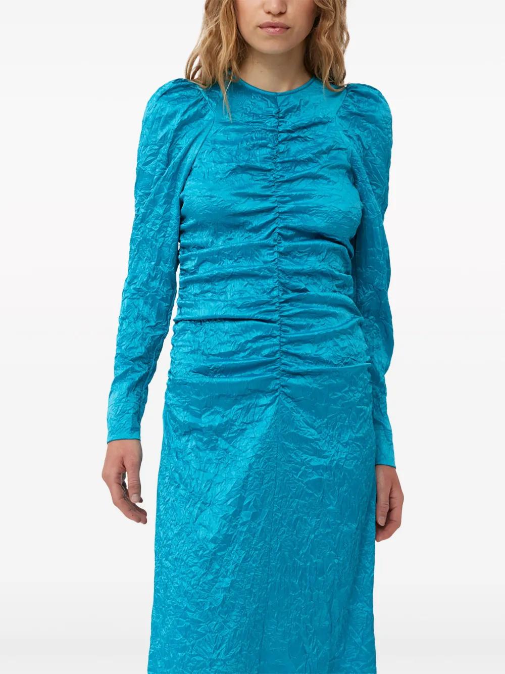 Ganni Satin Midi Dress in Blue | Lyst UK