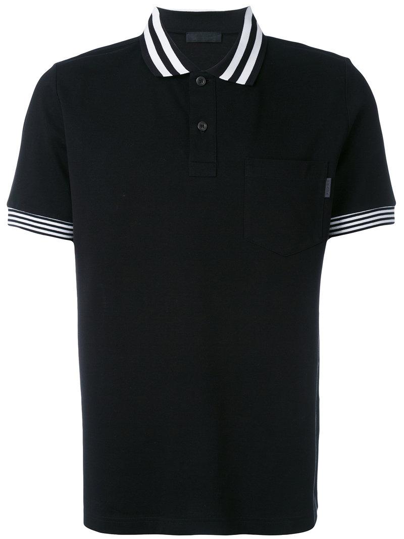 Prada - Striped Collar Polo Shirt - Men - Cotton - Xxxl in Black for ...