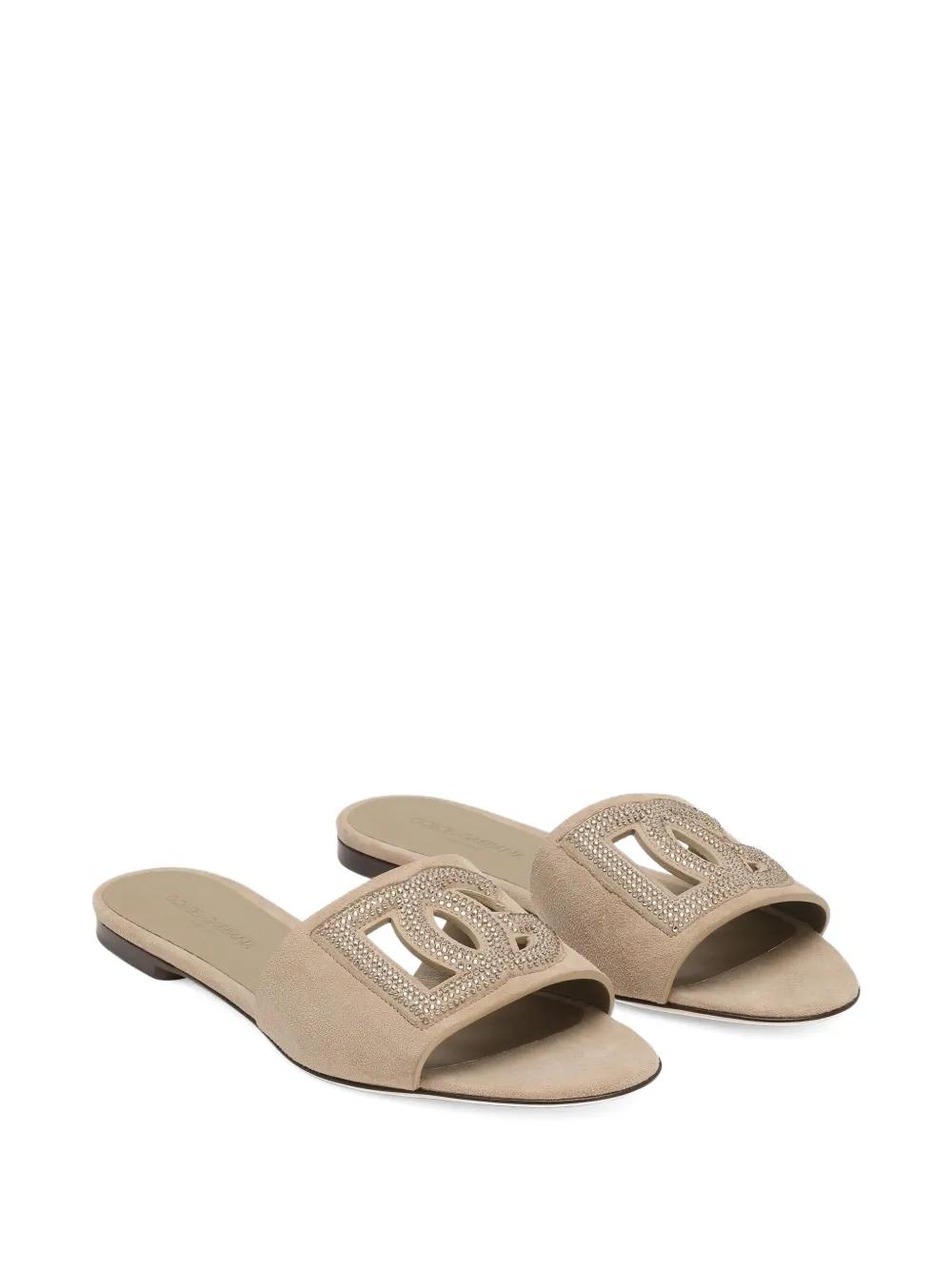 サンダル・ミュール Dolce Gabbana Flat Sandals Dolce&Gabbana Logo Leather Flat Espadrille Sandals | Saks
