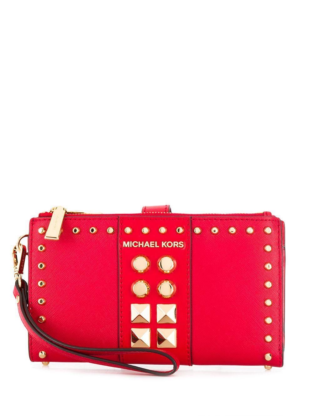 MICHAEL Michael Kors Leather Stud Detail Purse in Red | Lyst