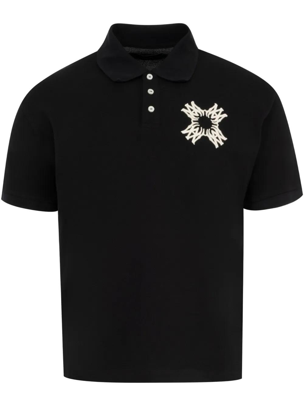 amiri-black-Embroidered-Polo-