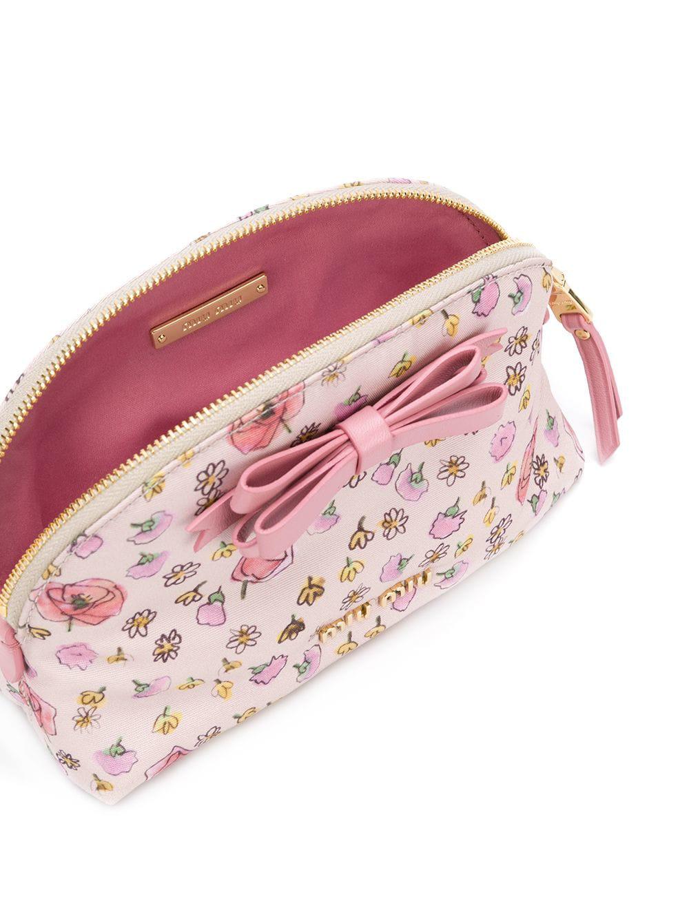 Miu Miu Floral Print Makeup Bag in Pink | Lyst