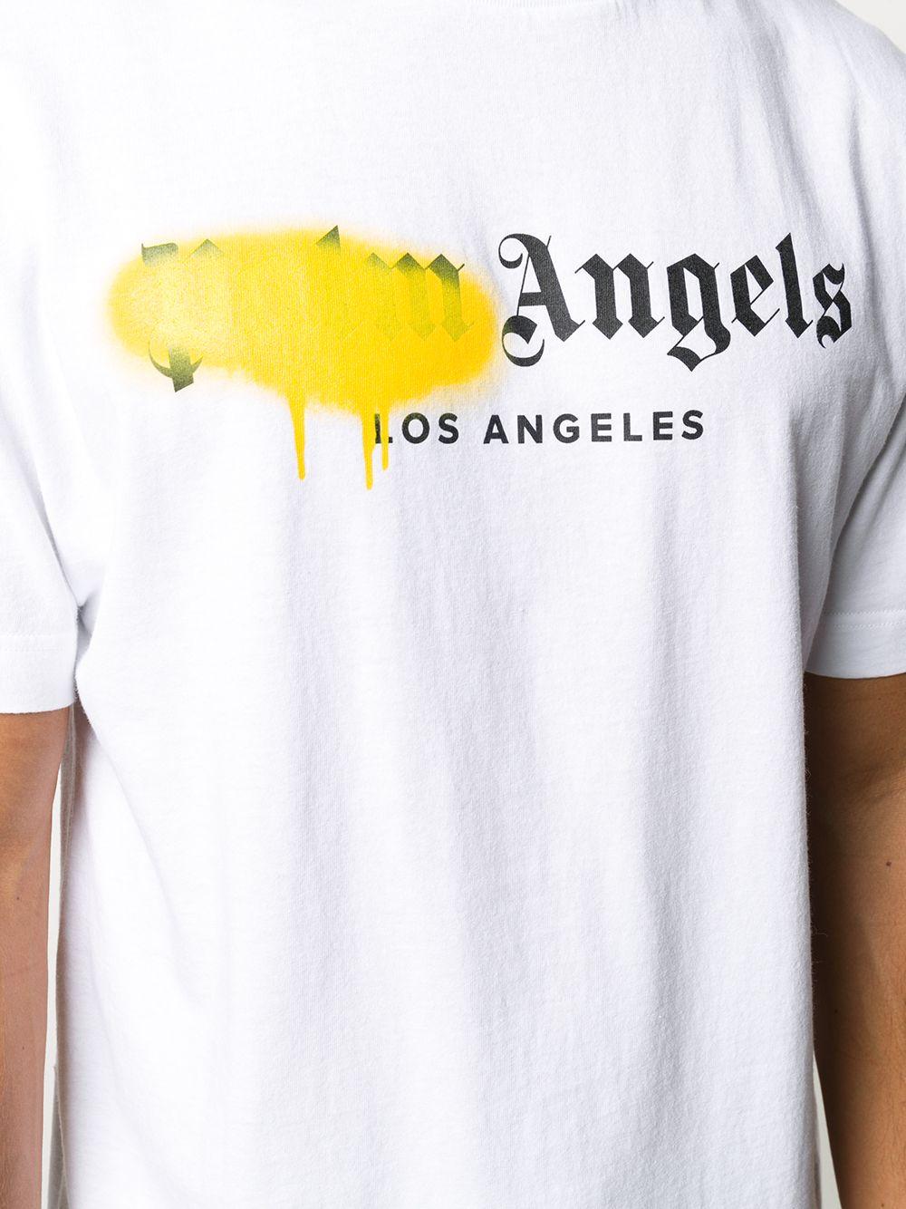 T-shirt blanc et jaune Los Angeles Logo Sprayed Palm Angels pour homme en  coloris Blanc | Lyst