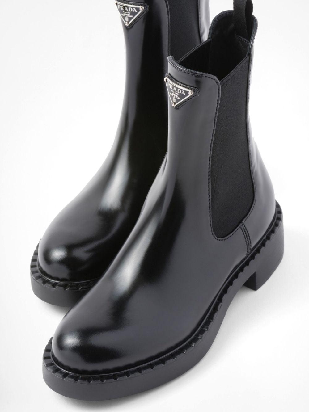 Prada black leather store ankle boots