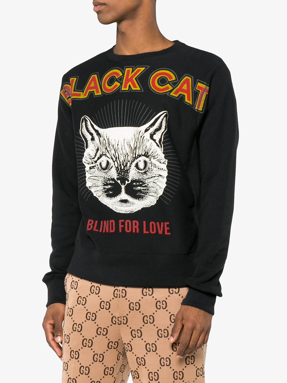 Gucci Cotton Sweatshirt With Black Cat Print for Men | Lyst
