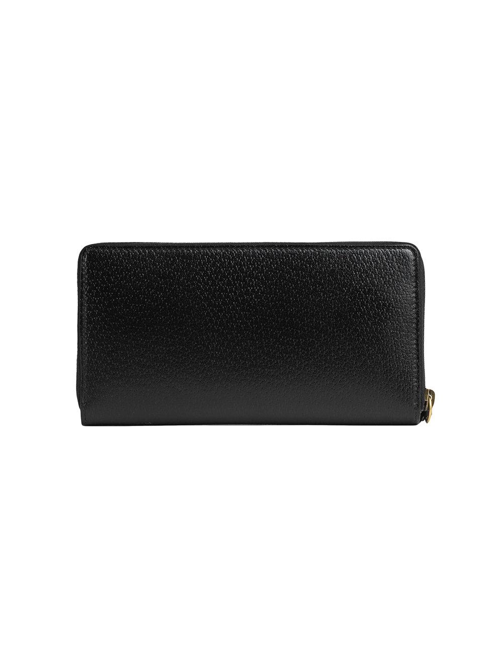 Gucci Animalier Leather Zip Around Wallet in Black for Men - Lyst