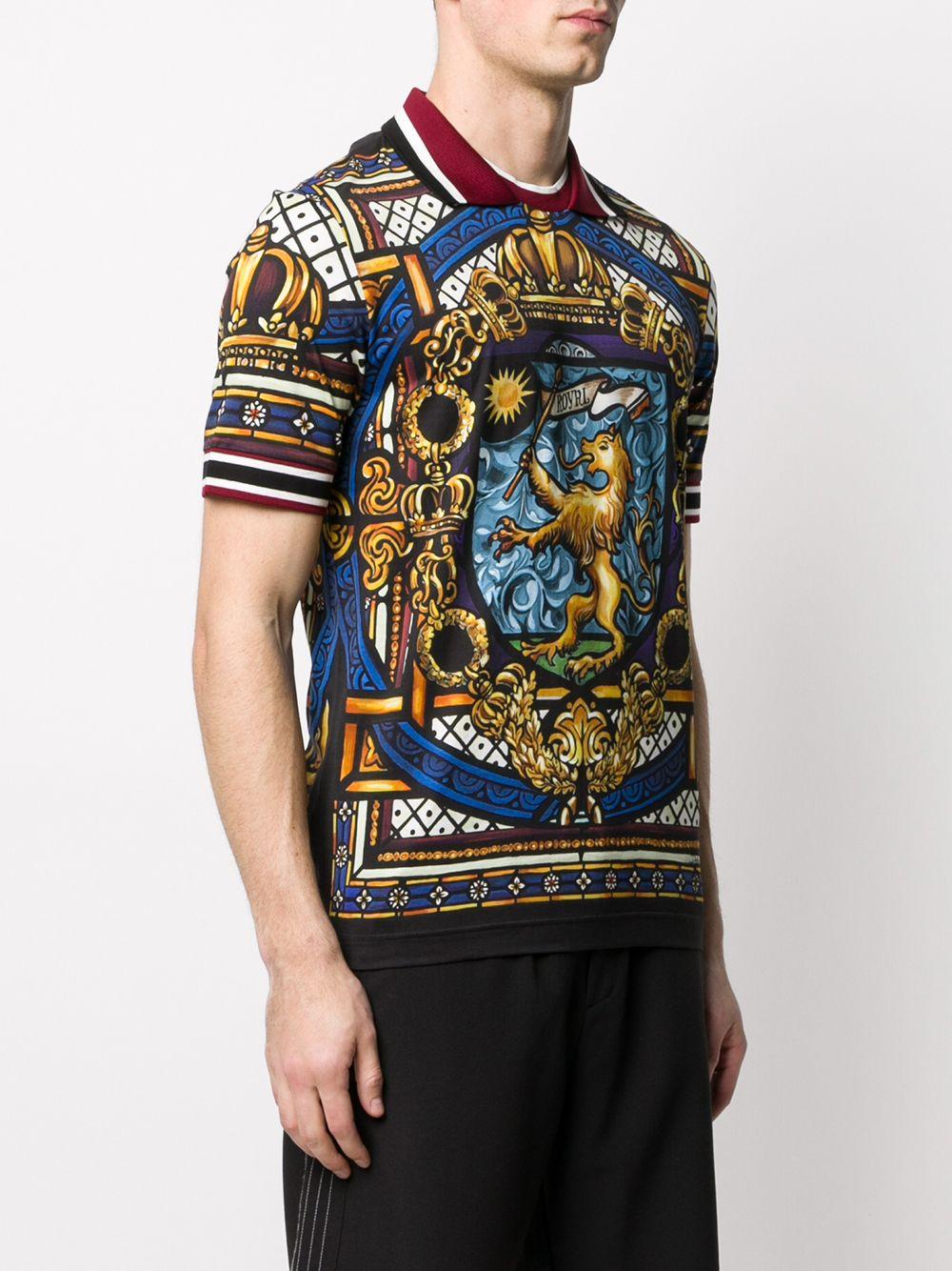 Dolce & Gabbana Cotton Lion Print Polo Shirt in Black for Men - Lyst