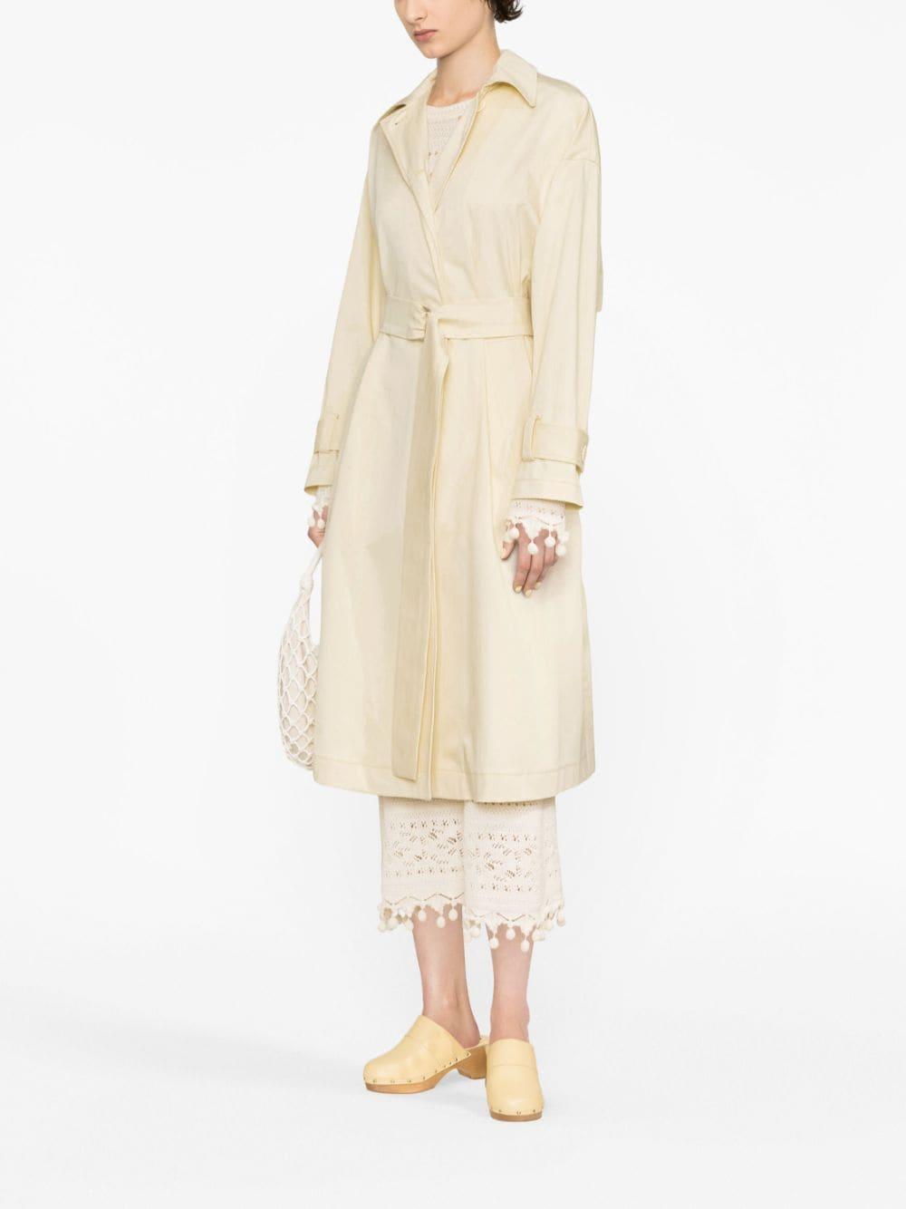 Maje Belted Long Trench Coat in Natural | Lyst