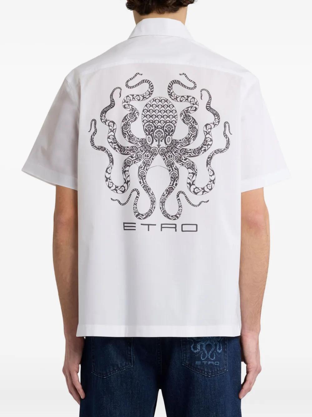 Etro Octopus-Print Cotton Shirt in White for Men | Lyst