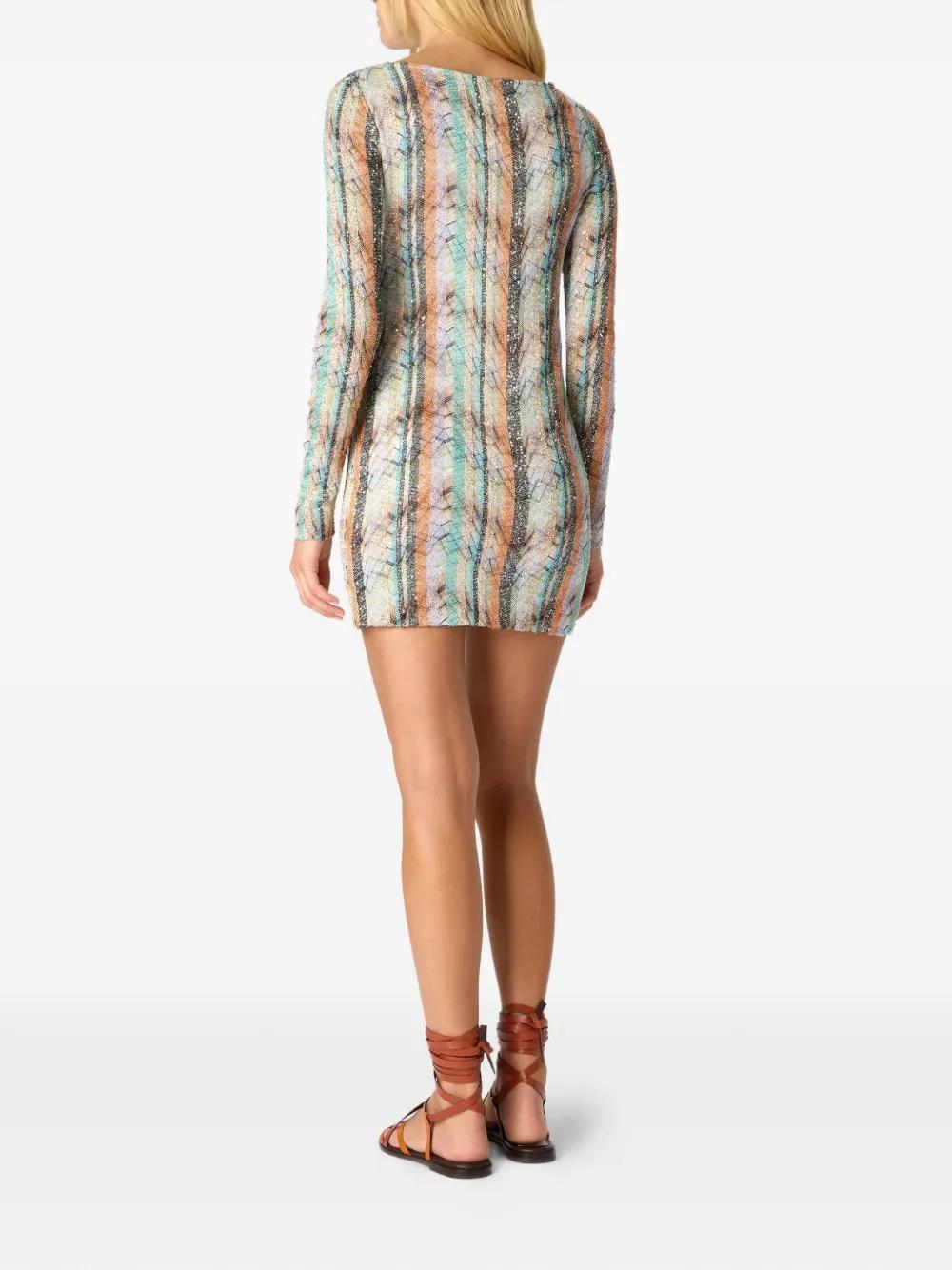 Missoni Long-Sleeve Mini Dress in White | Lyst