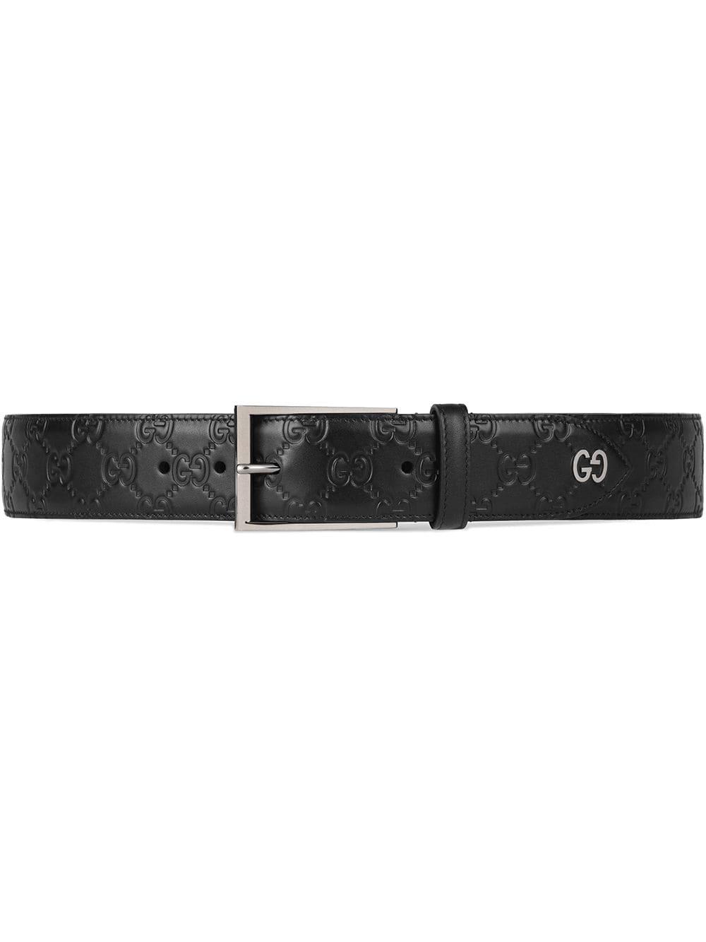 Gucci Leather Signature Belt With GG Detail in Black for Men - Save 35% ...