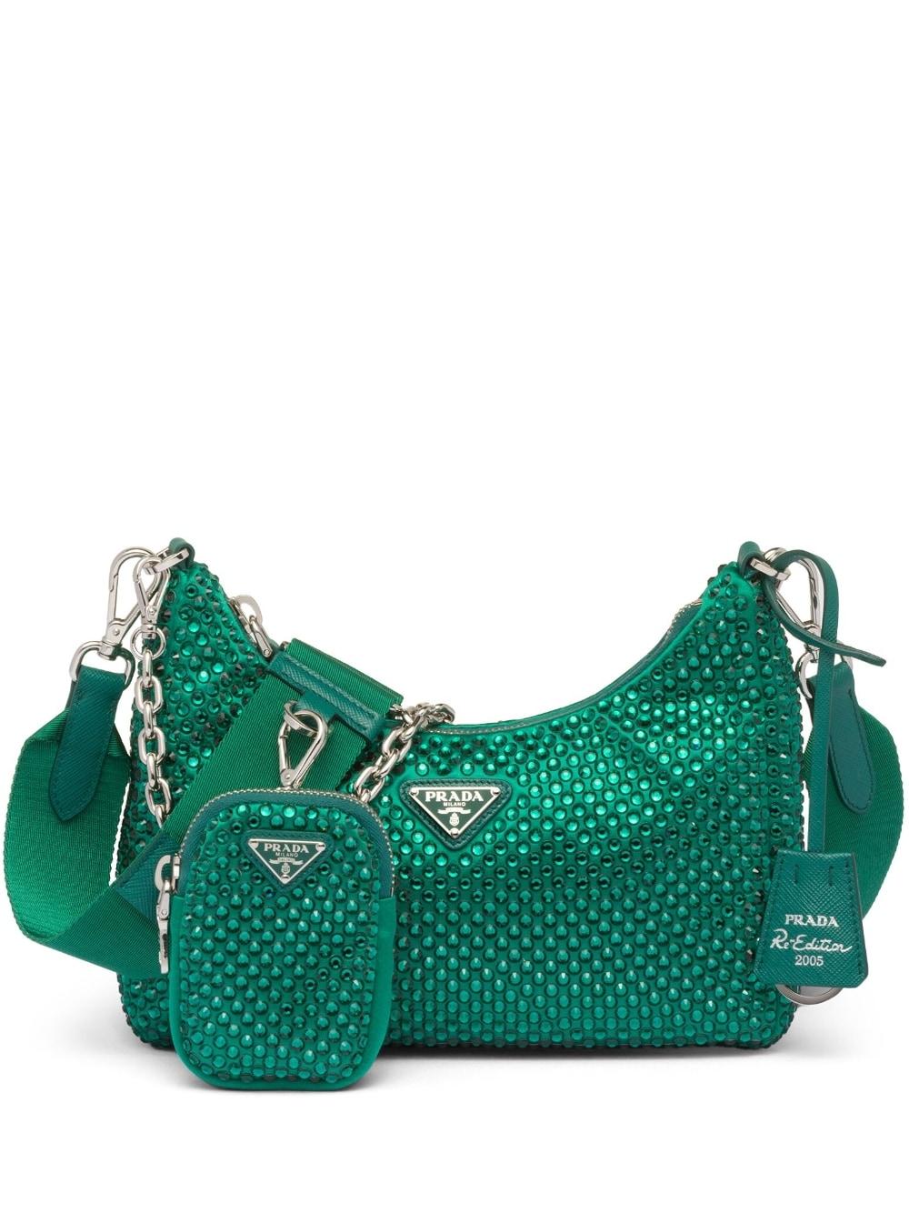 Prada Reedition 2005 Satin Bag With Crystals in Green Lyst