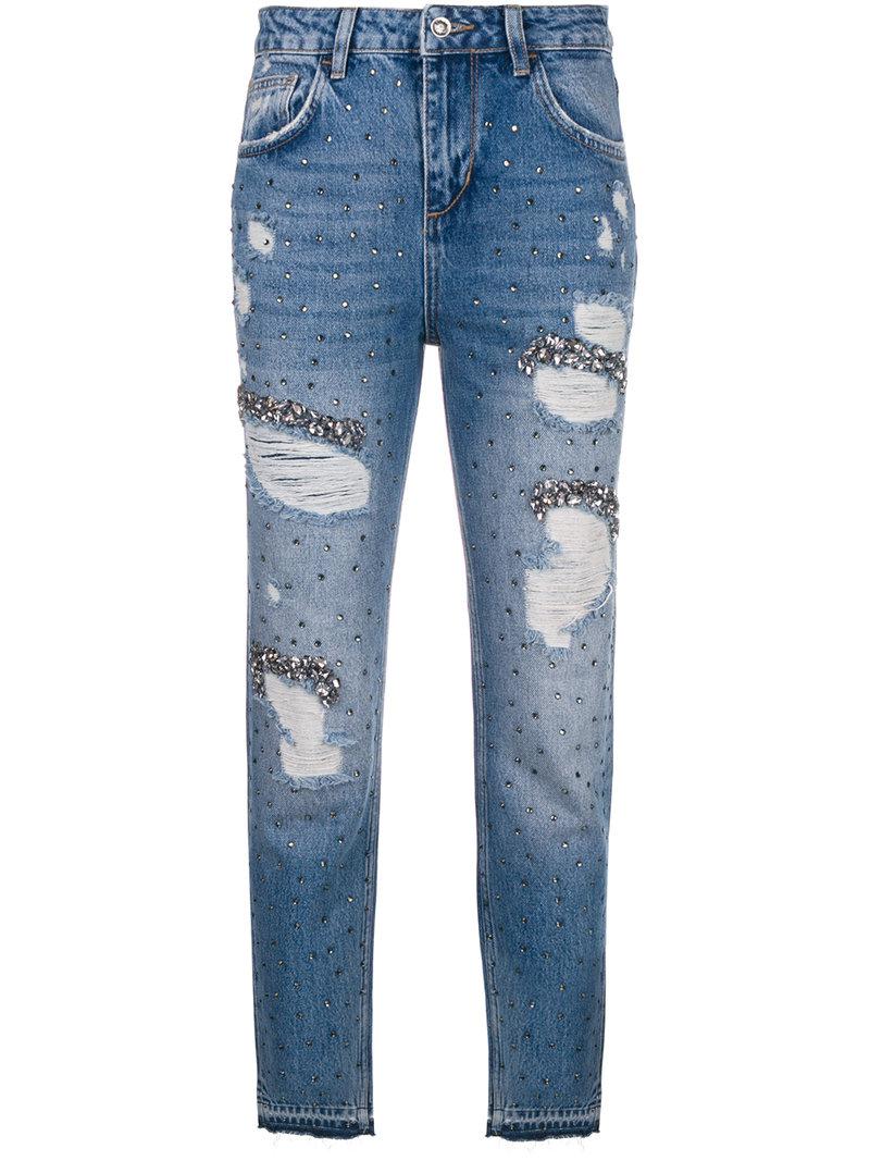 Denim Embellished Distressed Jeans 