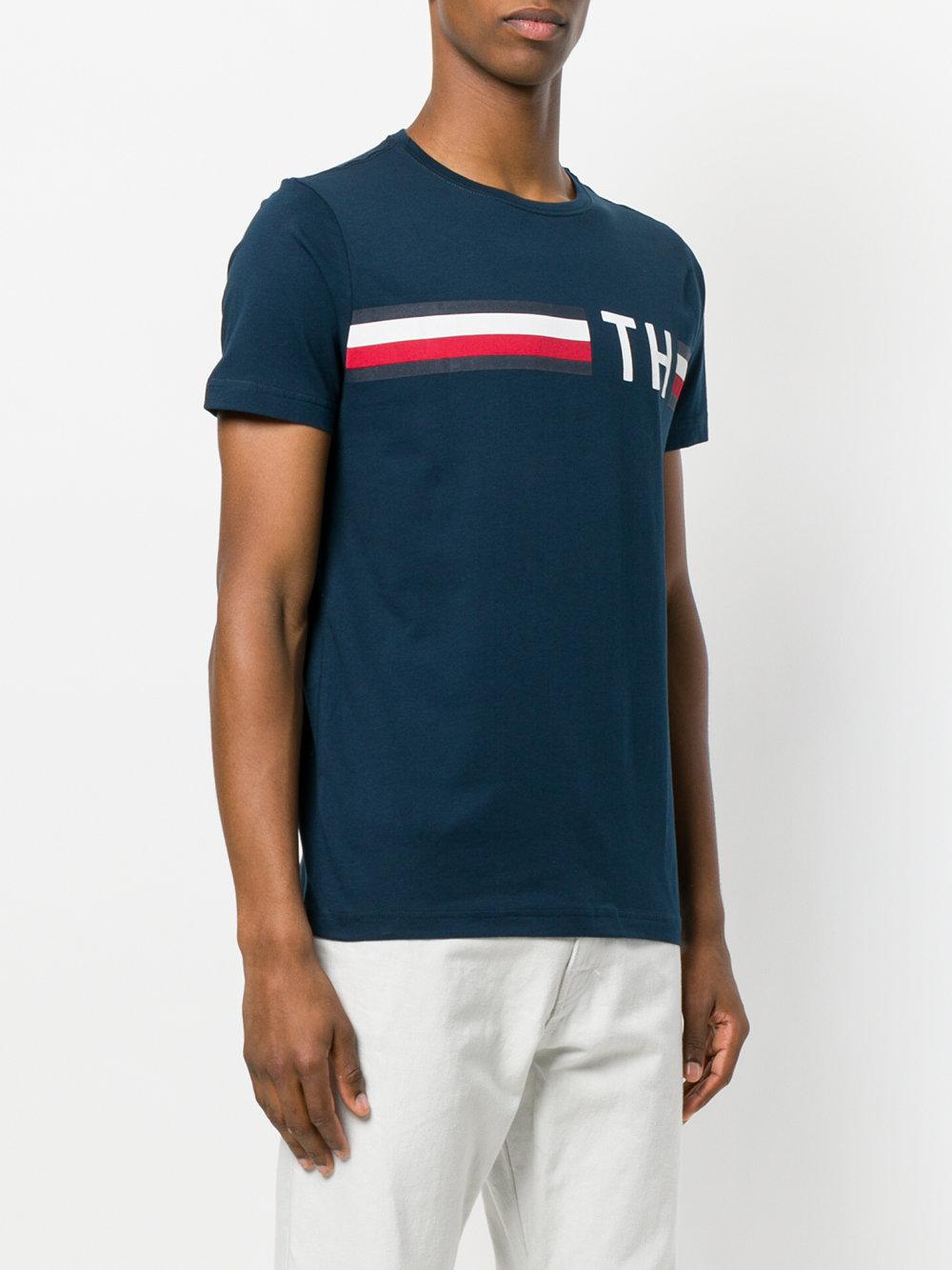 Tommy Hilfiger Cotton Logo Print T-shirt in Blue for Men - Lyst