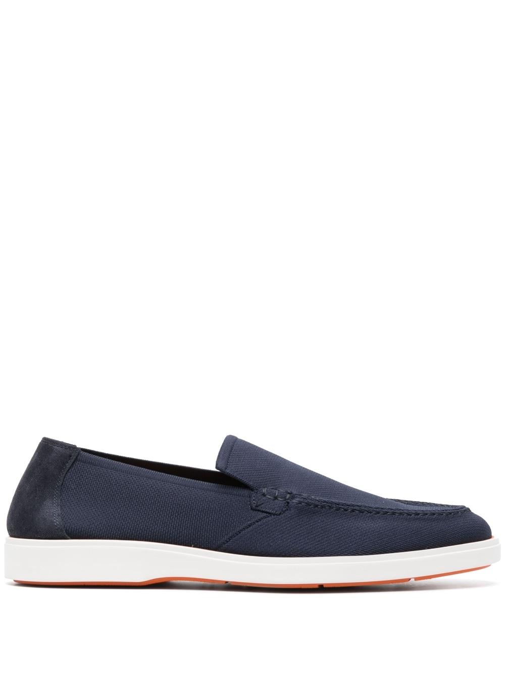 Santoni Almondtoe Panelled Loafers in Blue for Men Lyst