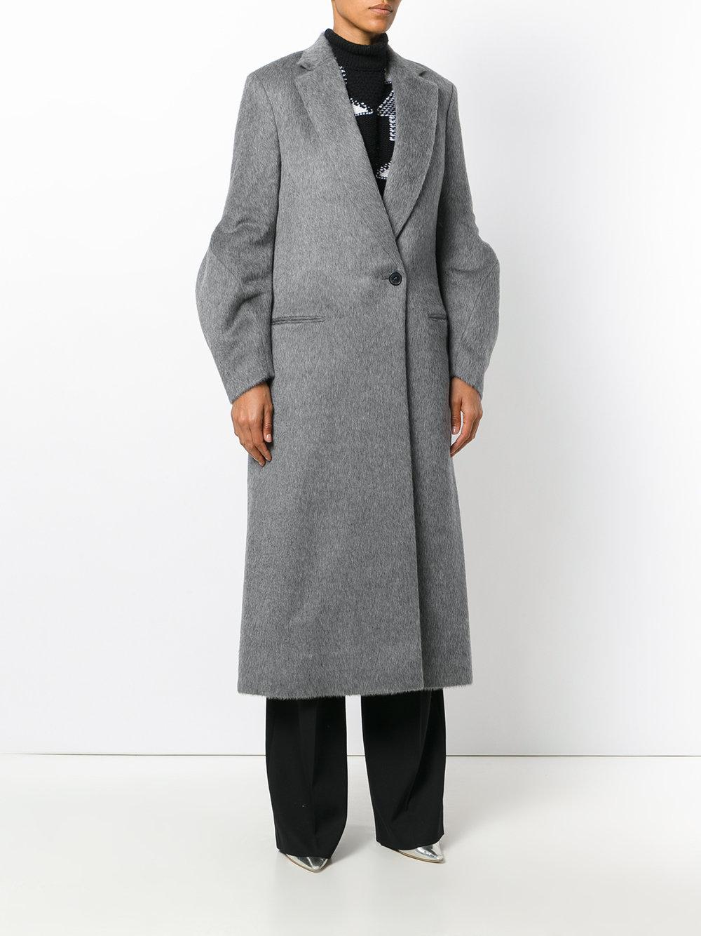 Lyst Victoria Beckham Single Breasted Coat in Gray