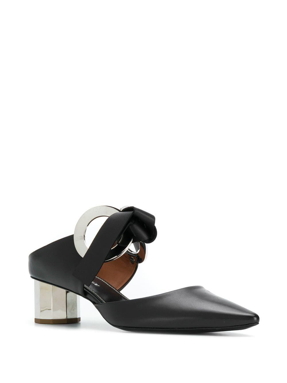Proenza Schouler Leather Grommet Block Heel Mules in Black - Save 50%